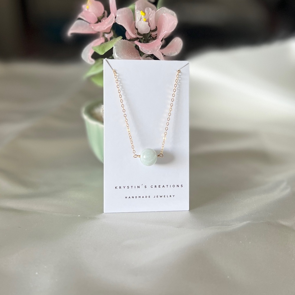 Gold Filled🌟Burma Jade Bar Necklace- Handmade